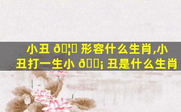 小丑 🦈 形容什么生肖,小丑打一生小 🐡 丑是什么生肖